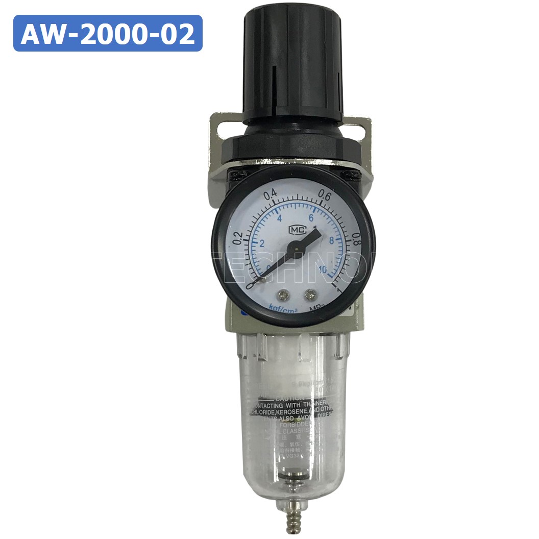 AW2000-02 ชุดกรองลมปรับแรงดัน Manual Drain AW Pneumatic Combination Air Filter Regulator TIANYU AW-2000-02