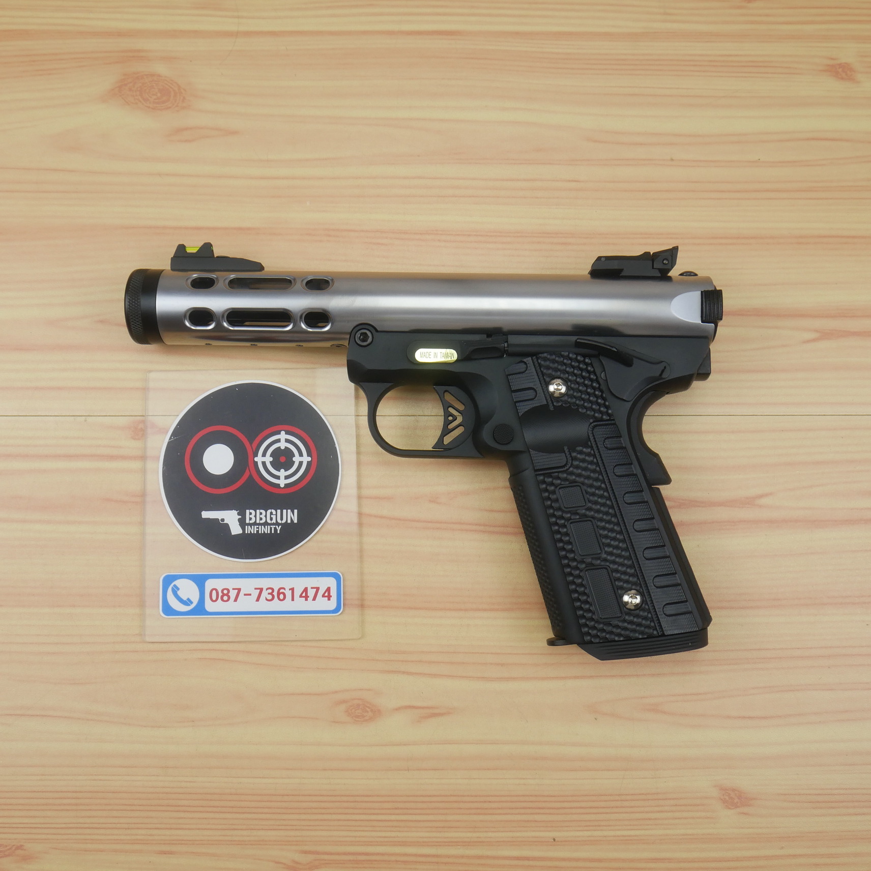 บีบีกันอัดแก๊ส WE Galaxy สีเงิน GBB 1911 Series BB GUN