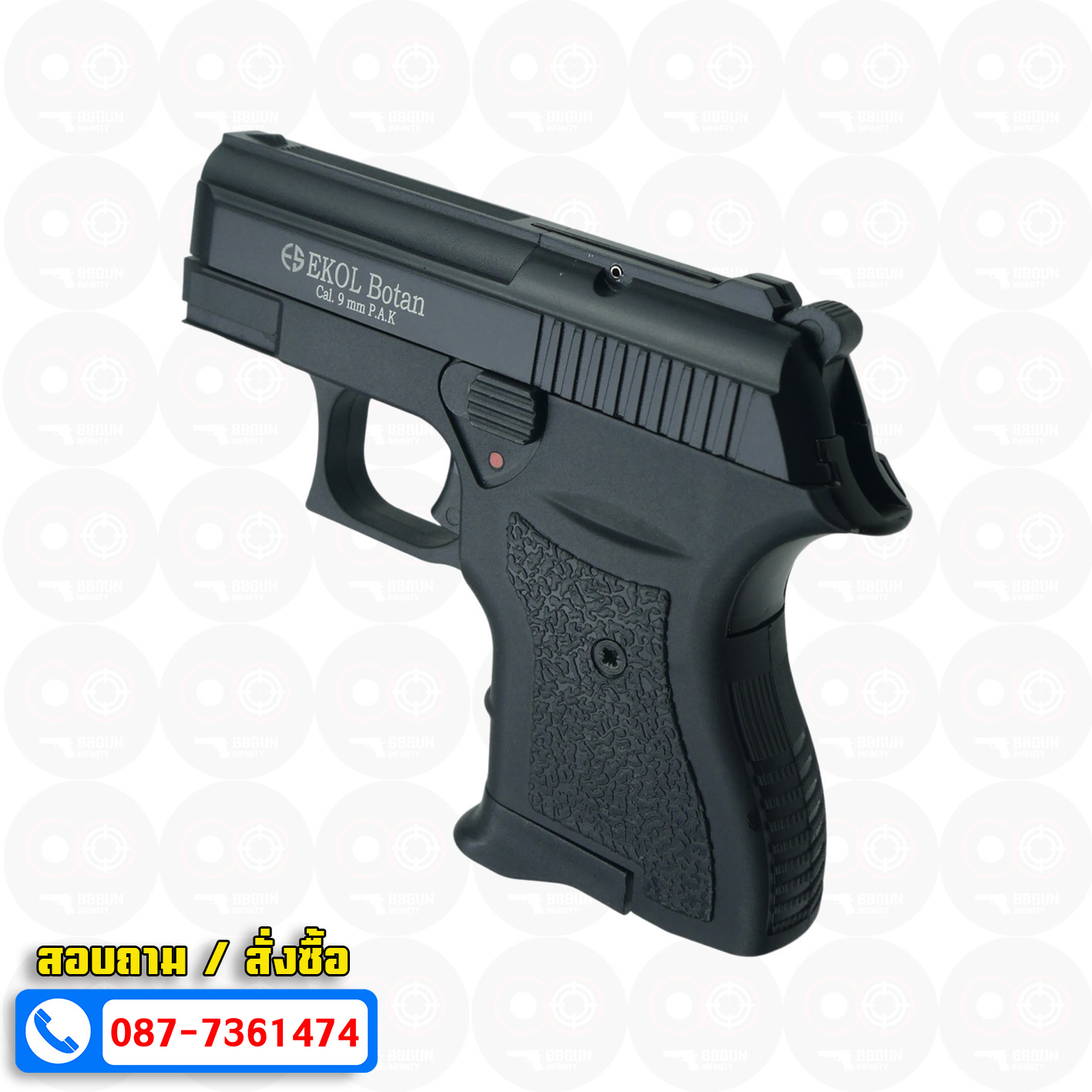 แบลงค์กัน EKOL BOTAN BLACK สีดำ 9 mm P.A.K. Blank gun (แถมกล่องใส่ปืน)
