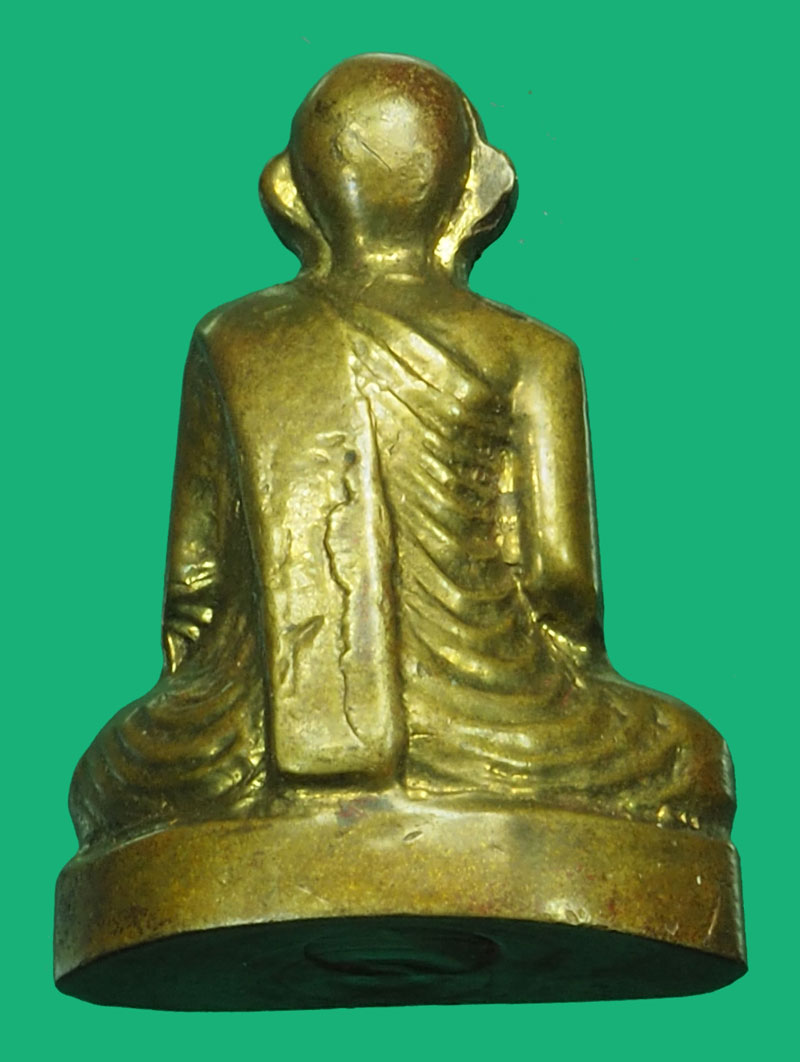 *37054 รูปหล่อปั้ม หน้าหนุ่ม หลวงพ่อขอม วัดไผ่โรงวัว สุพรรณบุรี ปี 2505 เนื้อทองเหลือง 8