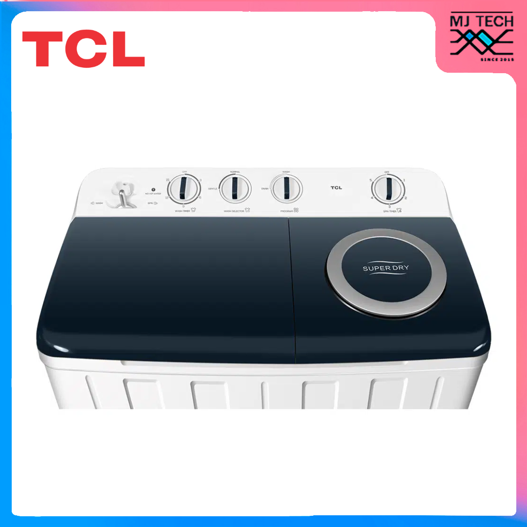 TCL เครื่องซักผ้า 2 ถัง ขนาด 20 กก. รุ่น WT201FTTW (รับประกันมอเตอร์ 12 ปี)