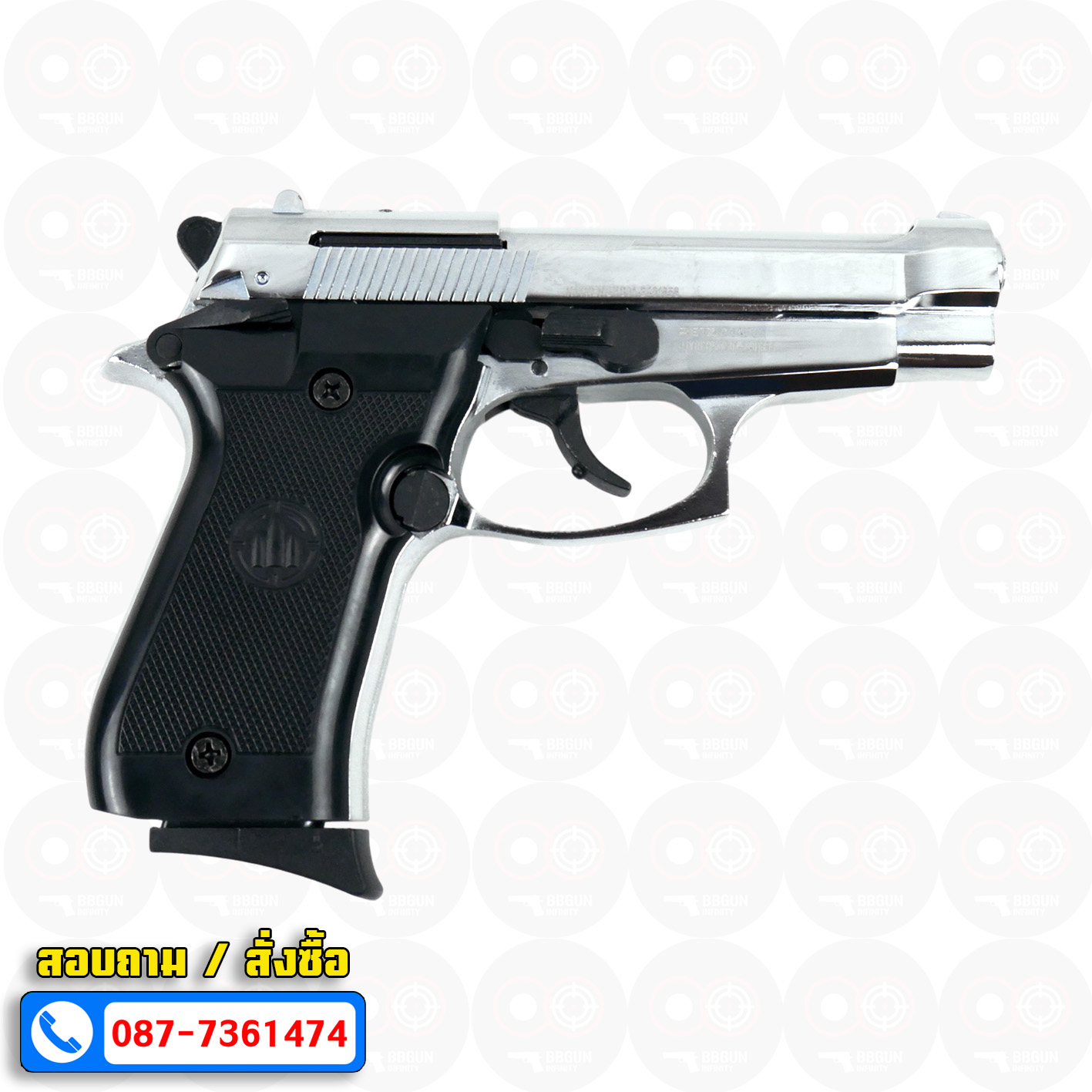 BLANK GUN RETAY M84 FS สีเงินเงา แบลงค์กัน 2 แม็กกาซีน BERETTA M84 บาเร็ตต้า m84