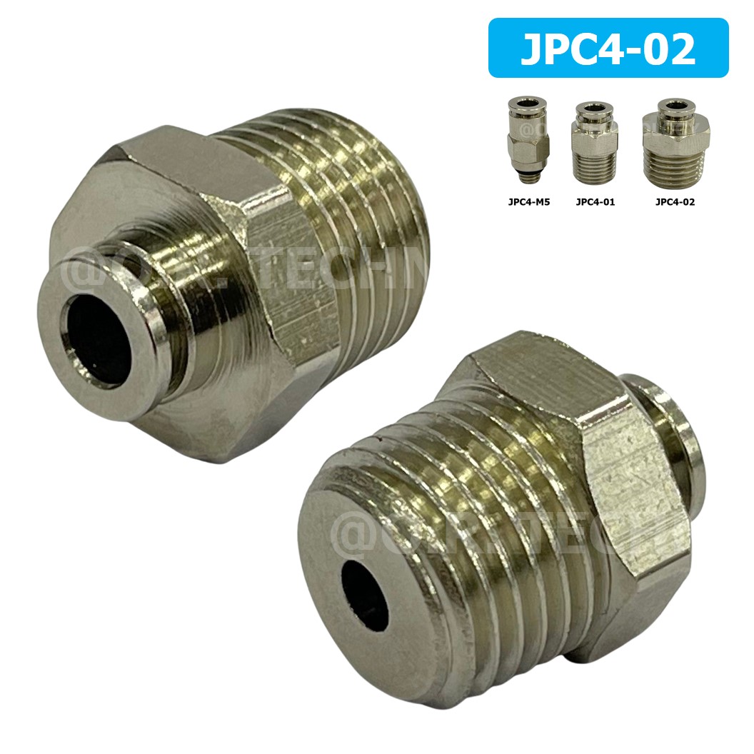 (1ชิ้น) JPC4-02 ข้อต่อลมสแตนเลสเกลียวนอก ข้อต่อลมเกลียวนอก ข้อต่อลม สแตนเลส STAINLESS Male Thread Straight Quick Connector Fitting