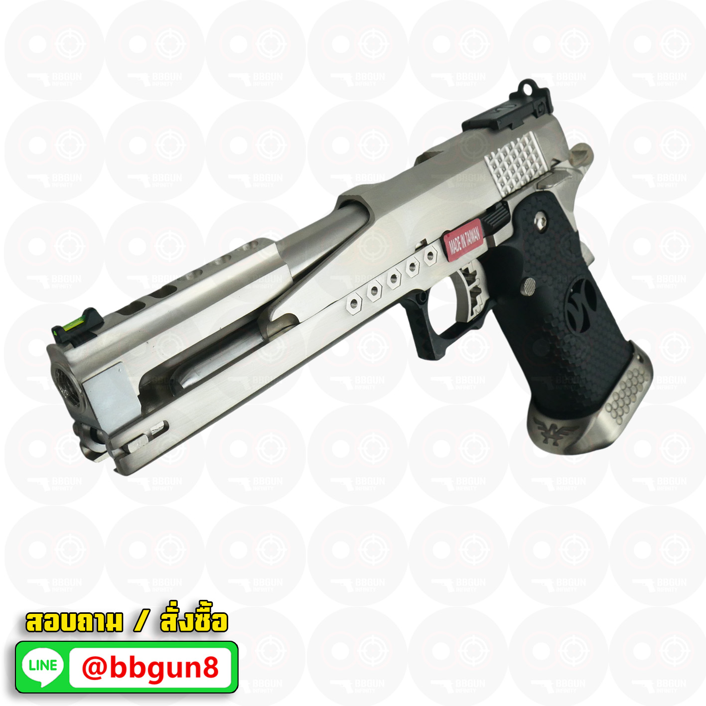บีบีกันอัดแก๊ส AW CUSTOM HX2201 Hi-Capa 6 Dragon IPSC Silver BB GUN