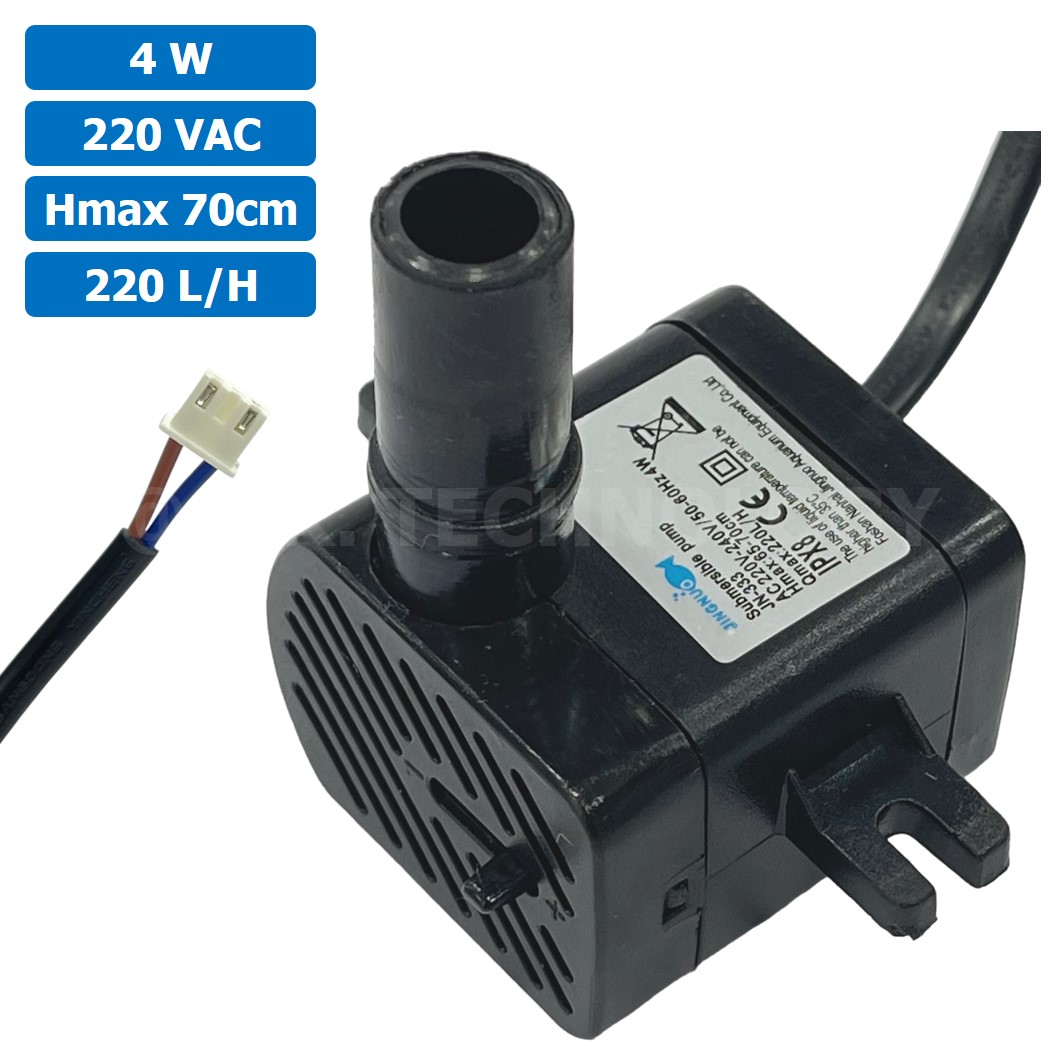 JN-333 4W ปั๊มน้ำ ปั๊มแช่ ปั๊มพดลมไอเย็น 220VAC 4W Water pump Submersible Pump JING NUO Hmax 0.7m Qmax 220L/H