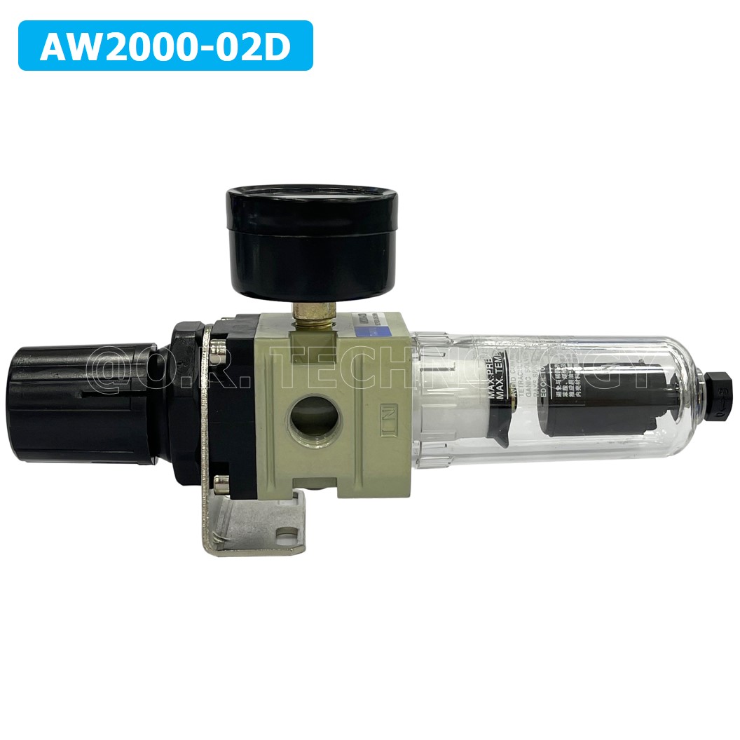 (1ชิ้น) AW2000-02D ชุดกรองลมปรับแรงดัน Auto Drain ระบายลมออก แบบอัตโนมัติ Air Filter Regulator AW Pneumatic TIANYU ชุดกรองลม + ตัวปรับลม