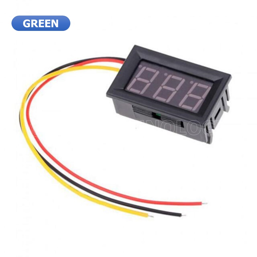 (1ชิ้น) NC068 จอแสดงผล โวลต์มิเตอร์ 3 สาย สีเขียว ขนาด 0.56นิ้ว 0-100V 3-Wire DC Voltmeter Green