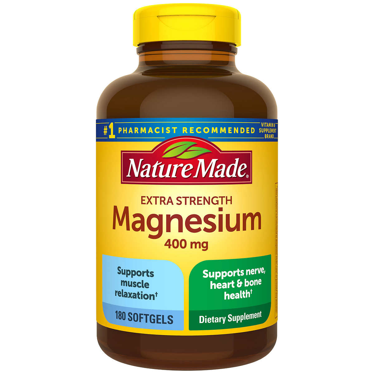 Nature Made Extra Strength Magnesium 400 mg 180 softgels แมกนีเซียม บำรุงระบบประสาท บำรุงกล้ามเนื้อ บำรุงหัวใจ