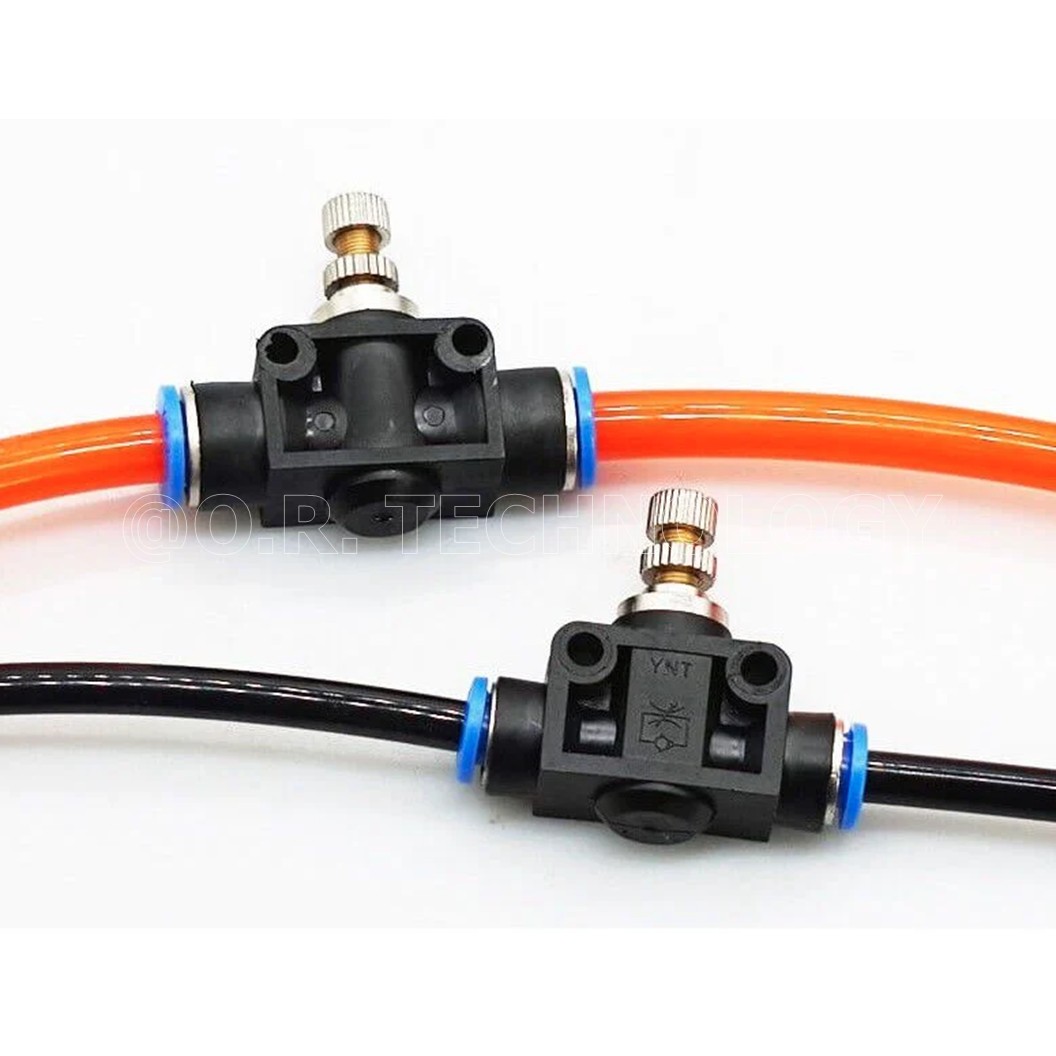 SA-12 ข้อต่อลม 2ทาง แบบปรับลมได้ ข้อต่อปรับลม ข้อต่อวาล์วปรับลม Speed Controller Valve flow speed control valve Pneumatic Quick Fitting 2 way Push in