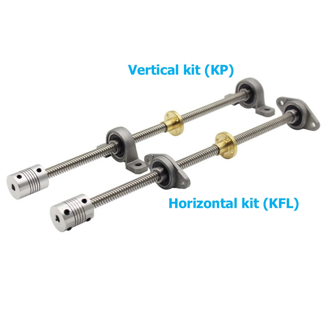 ชุดเพลาแบริ่ง ระยะ 100-500mm T8 Lead Screw 8mm Vertical/Horizontal Kit KFL08 KP08 Bearing for CNC 3D Printer Parts ชุดเพลาลูกปืน สำหรับเครื่องปริ้น 3มิติ