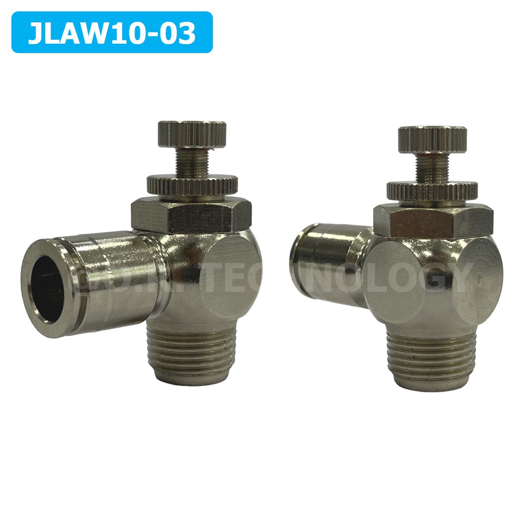 (1ชิ้น) JLAW10-03 ข้อต่อลมสแตนเลส ข้อต่อปรับลม งอ STAINLESS Air Flow Speed Controller ควบคุมความเร็วลม Speed Control valve JLAW JSL