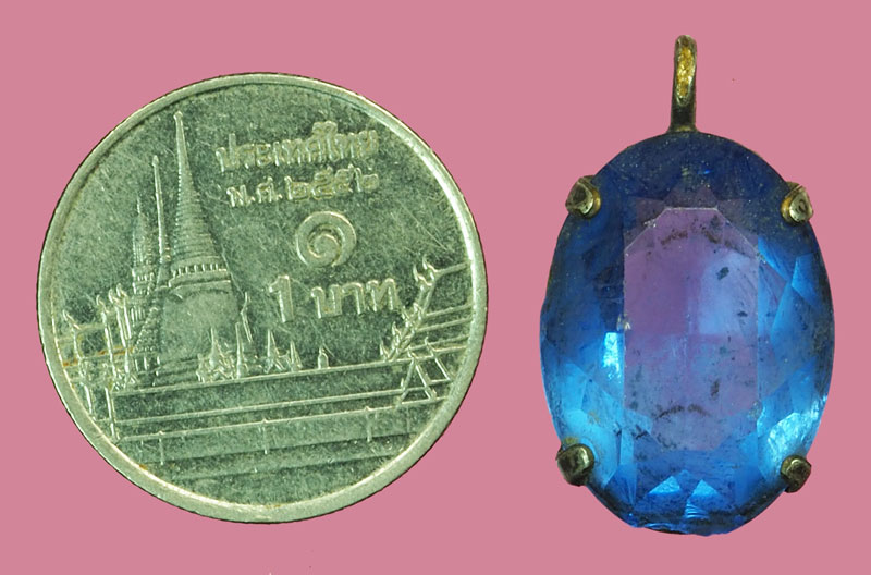 *37793 พลอยสีฟ้า เครื่องประดับ เลี่ยมจับขอบเงินโบราณ หลายสิบปี 16