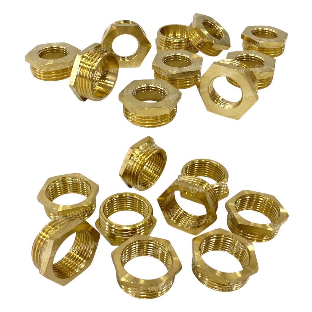 NP-FM นิปเปิ้ลทองเหลือง เมีย-ผู้ เกลียวใน-เกลียวนอก 1/8"-1" Brass Nipple Female-Male Thread นิปเปิ้ล ทองเหลือง ข้อลดเกลียว ข้อต่อลม 1หุน-8หุน Air connector Fitting Reducer