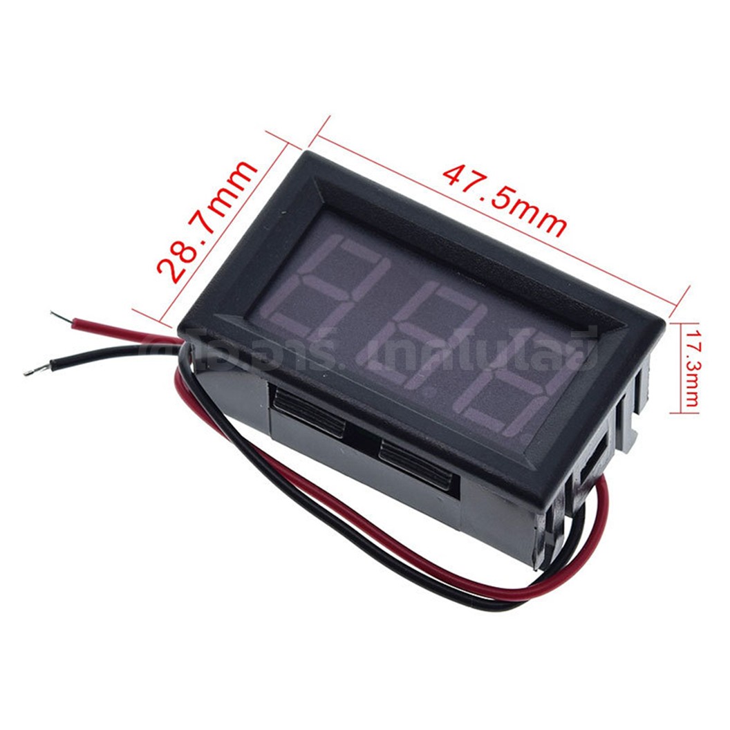 DC063 โวลต์มิเตอร์ กระแสตรง DC 5-120V แบบ 2สาย ขนาด 0.56นิ้ว DC Digital Display Voltmeter 5-120VDC 0.56" ตัววัดแรงดันไฟฟ้า หน้าจอวัดไฟ Red/Green/Blue สีแดง/สีเขียว/สีน้ำเงิน