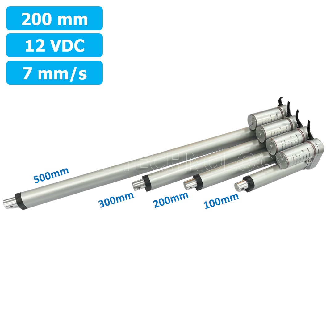 (1ชิ้น) NC482 มอเตอร์ก้านชัก พัตเตอร์ไฟฟ้า ระยะชัก 200mm 7mm/s 1500N 12VDC Electric Linear Actuator Putter DC 12V Stroke Length 200mm