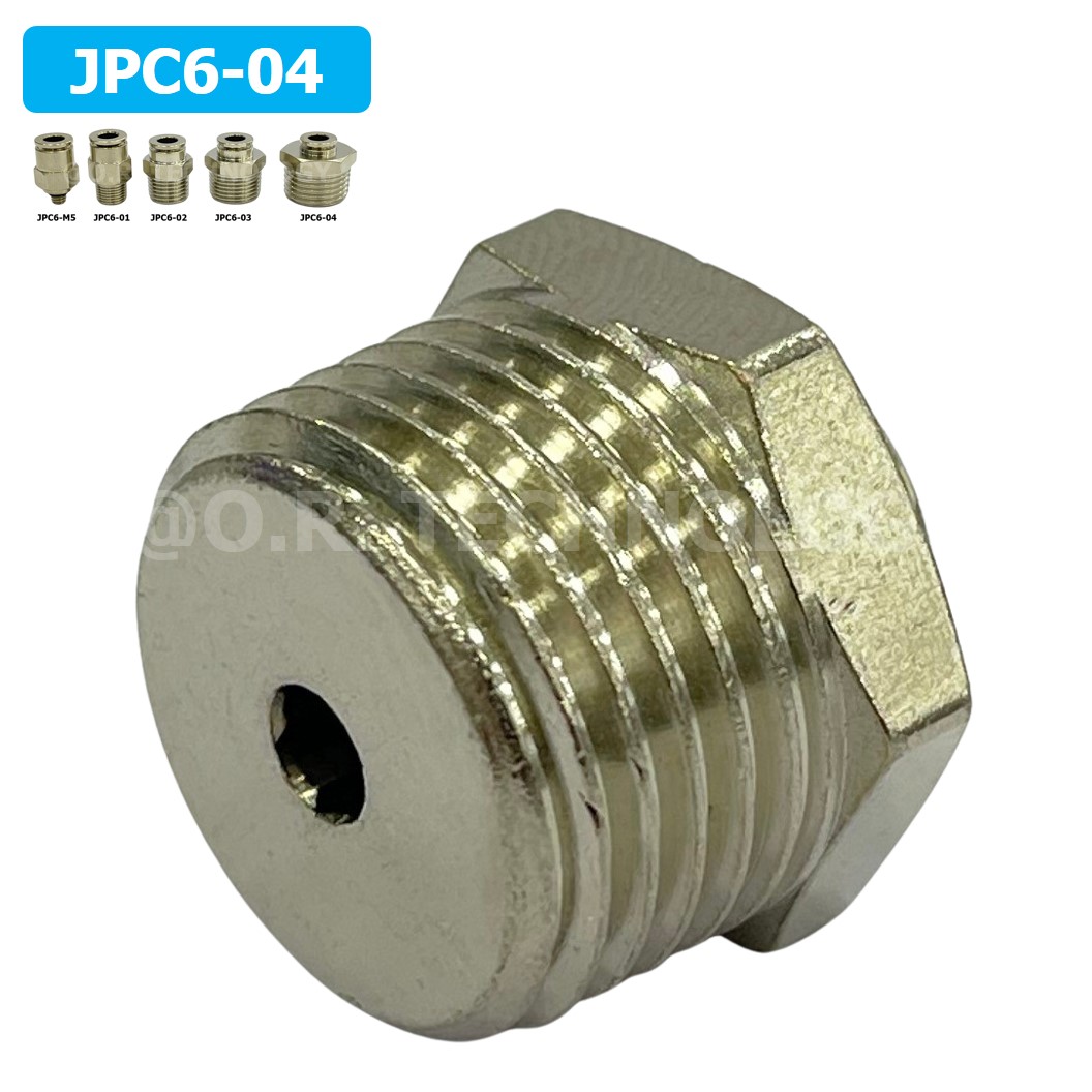 (1ชิ้น) JPC6-04 ข้อต่อลมสแตนเลสเกลียวนอก ข้อต่อลมเกลียวนอก ข้อต่อลม สแตนเลส STAINLESS Male Thread Straight Quick Connector Fitting
