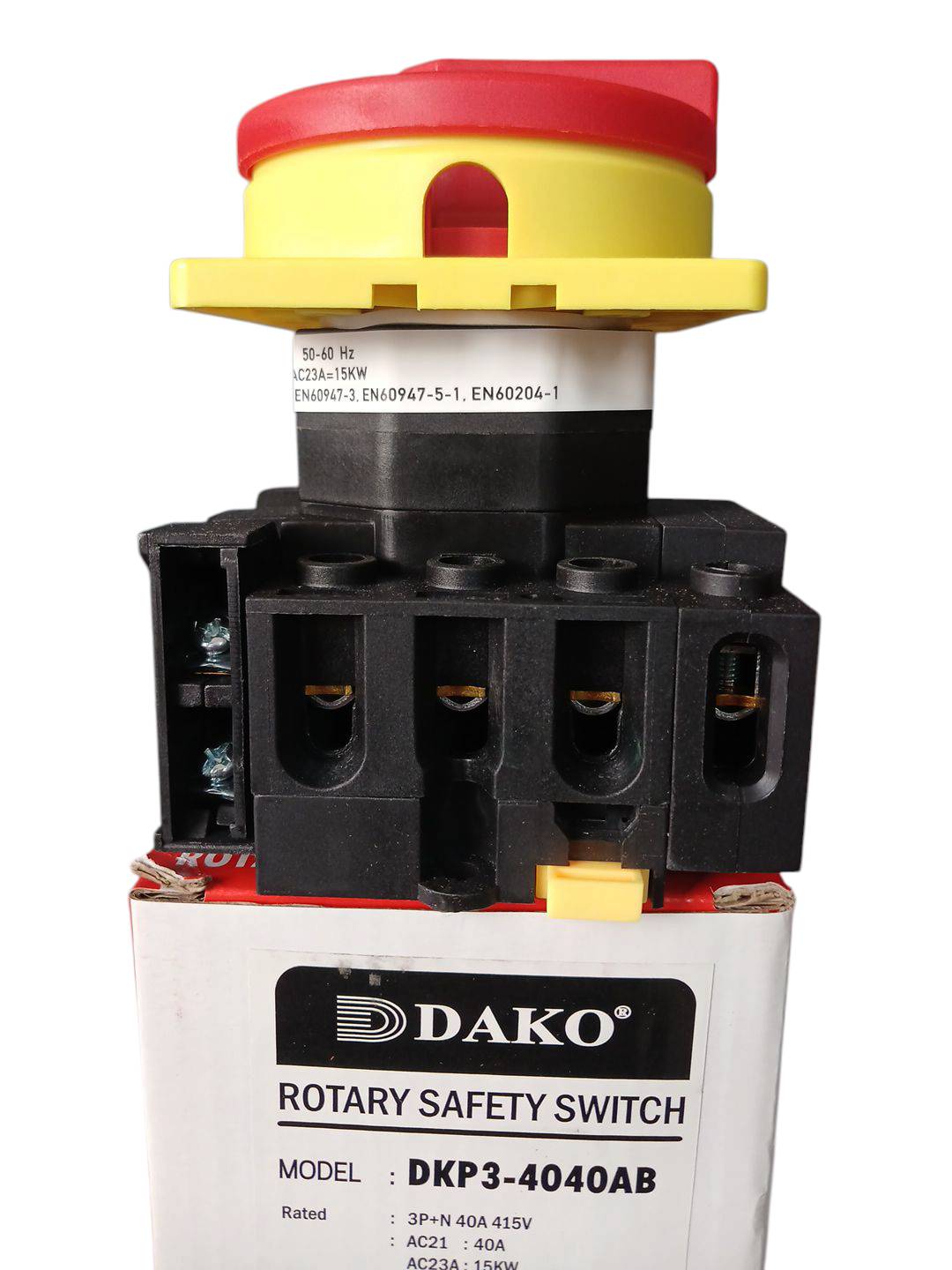 DKP3-4040AB 40A 415V 4P 1NO 1NC เซฟตี้สวิทช์แบบลูกบิด "DAKO"