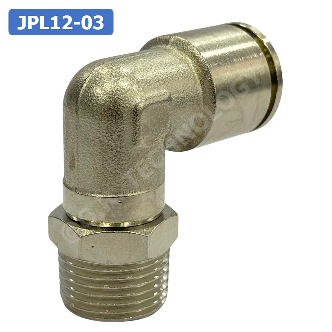 (1ชิ้น) JPL12-03 ข้อต่อลม เกลียวนอก งอ90° สแตนเลส STAINLESS Male Thread Elbow Pipe Quick Fittings Connector ข้อต่อลมสแตนเลส ข้องอ