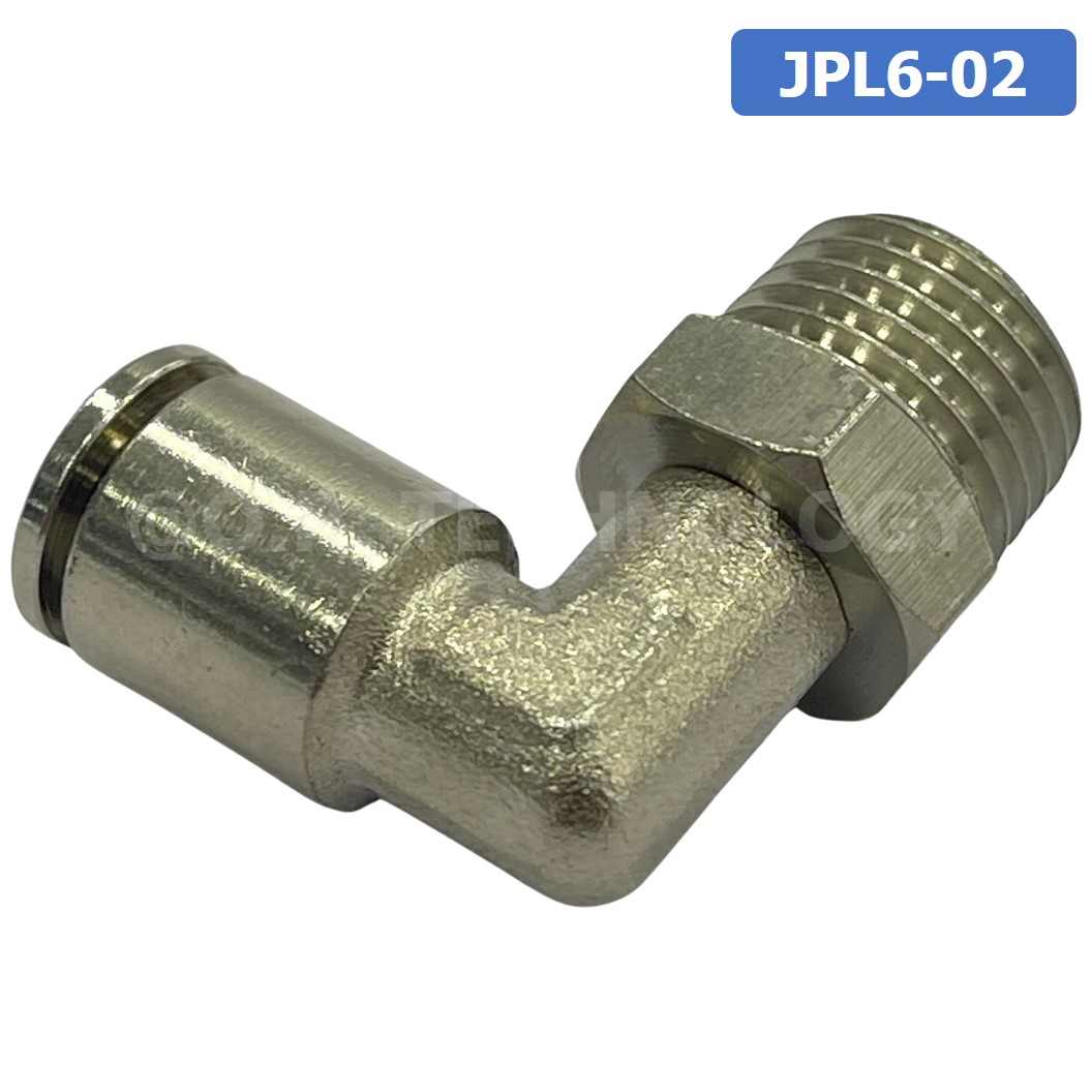 (1ชิ้น) JPL6-02 ข้อต่อลม เกลียวนอก งอ90° สแตนเลส STAINLESS Male Thread Elbow Pipe Quick Fittings Connector ข้อต่อลมสแตนเลส ข้องอ