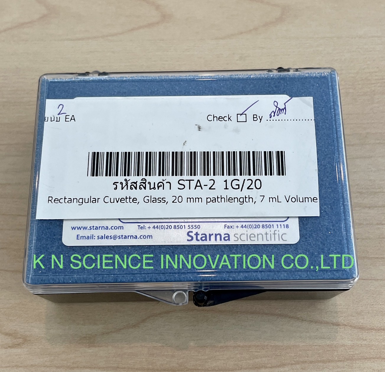 Glass cuvette(คิวเวท แก้ว) 1/G/20 ,path length:20 mm,Standard Rectangular Spectrophotometer Cells, ยี่ห้อ Starna Scientific/UK (2 pcs/pack) STA-2/1G/20