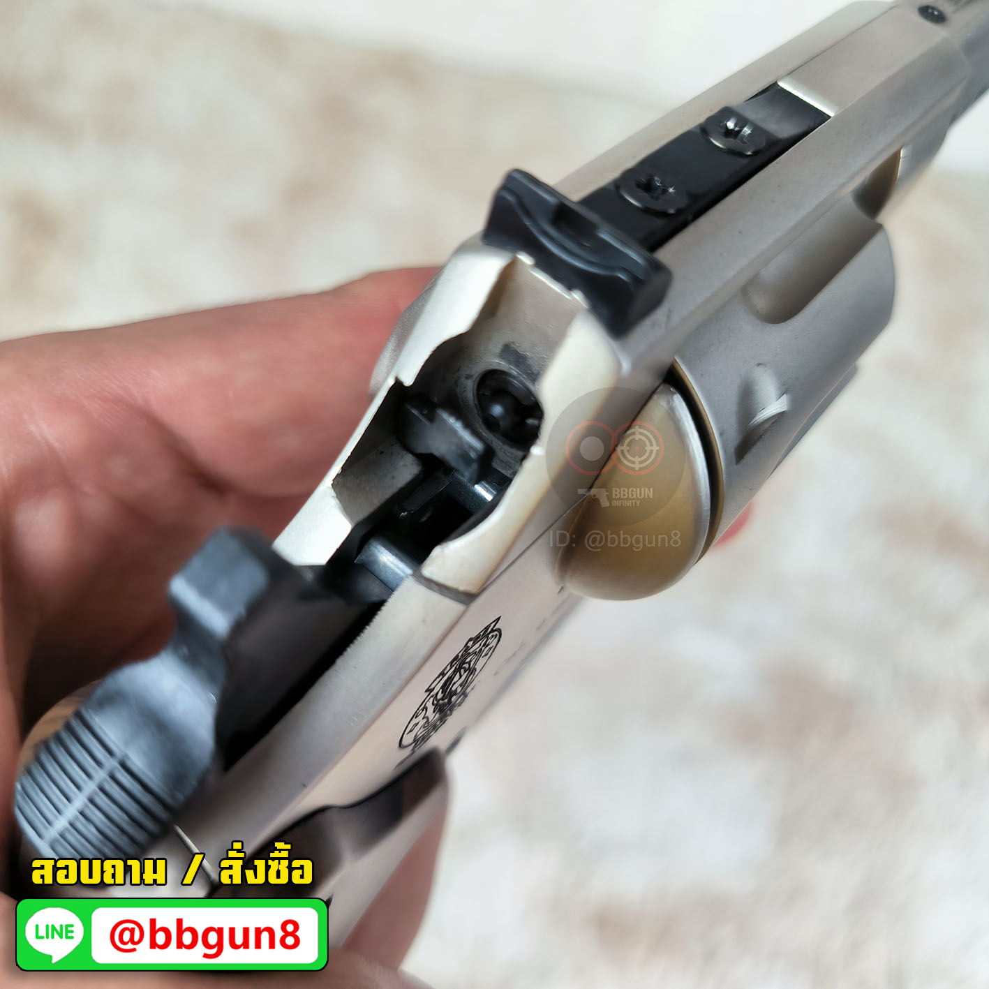 ปืนแบลงค์กัน ลูกโม่ 2" สีซาติน (Satin) Smith & Wesson ยี่ห้อ Ekol Lite blank gun (แถมกล่องใส่ปืน)