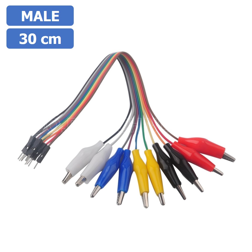 (1ชิ้น) AF018 สายแพ-ปากคีบ ตัวผู้ ความยาว 30cm 10Pin Alligator Clip to Dupont Line Male สายจั๊มเปอร์ Jumper