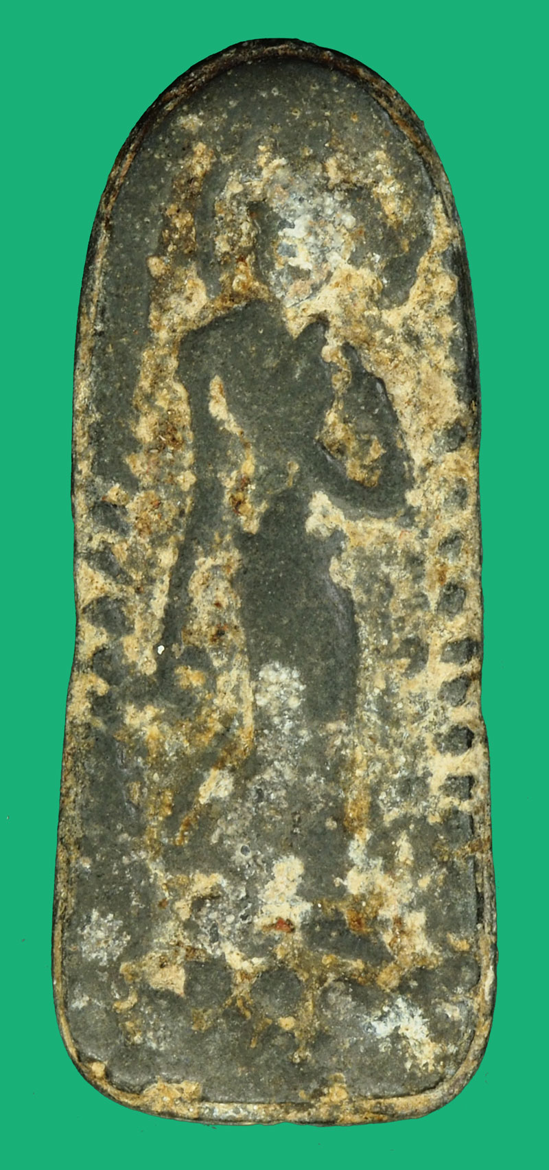 ขายแล้ว*35967 พระลีลาสองหน้า กรุว้ดพระศรีมหาธาตุ สุพรรณบุรี เนื้อชินเขียว 13