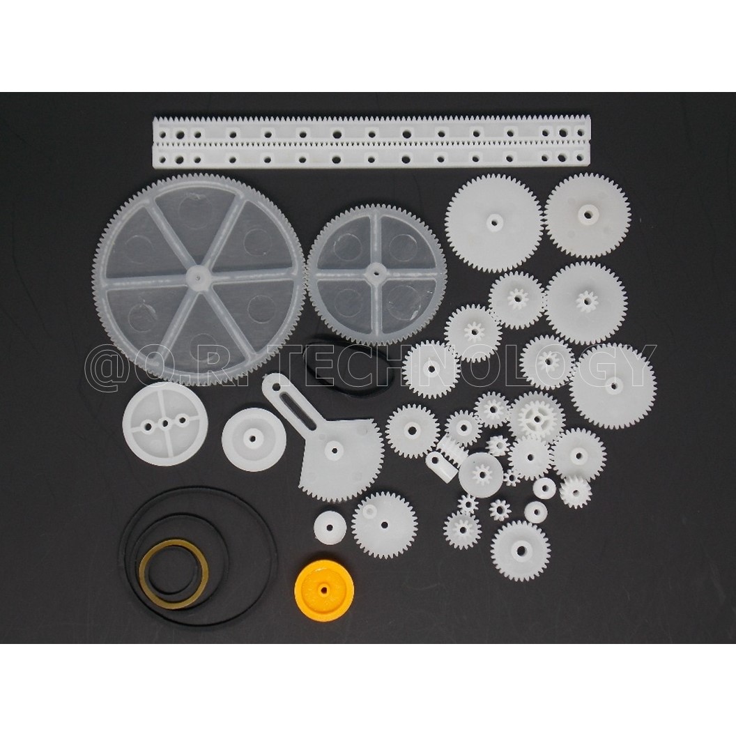 (1ชิ้น) AC139 ชุดเฟือง เฟืองพลาสติก เฟืองมอเตอร์ เฟืองของเล่น 34ชิ้น 34 kinds of rack and pinion gear bag toy model pulley plastic sharft worm gear reducer for robot diy kit