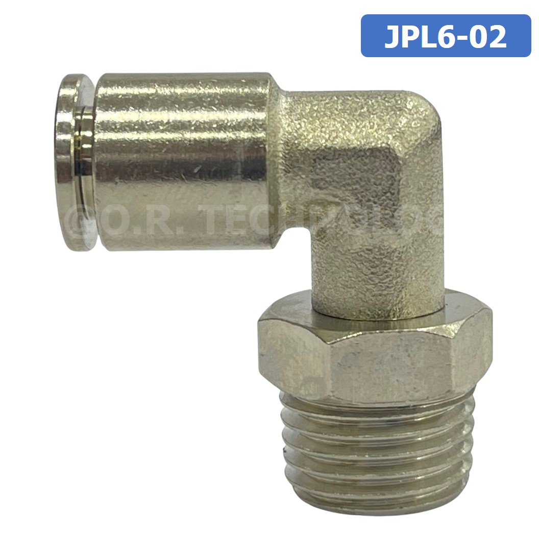 (1ชิ้น) JPL6-02 ข้อต่อลม เกลียวนอก งอ90° สแตนเลส STAINLESS Male Thread Elbow Pipe Quick Fittings Connector ข้อต่อลมสแตนเลส ข้องอ