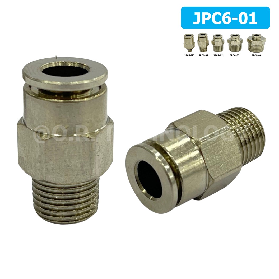 (1ชิ้น) JPC6-01 ข้อต่อลมสแตนเลสเกลียวนอก ข้อต่อลมเกลียวนอก ข้อต่อลม สแตนเลส STAINLESS Male Thread Straight Quick Connector Fitting