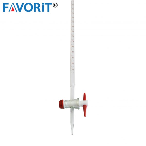 BURETTE GLASS PTFE STOPCOCK CLASS A 50 ML ; 0.1 ML (AMBER SCALE) W/CONICAL CUP,ยี่ห้อ Favorit P806350
