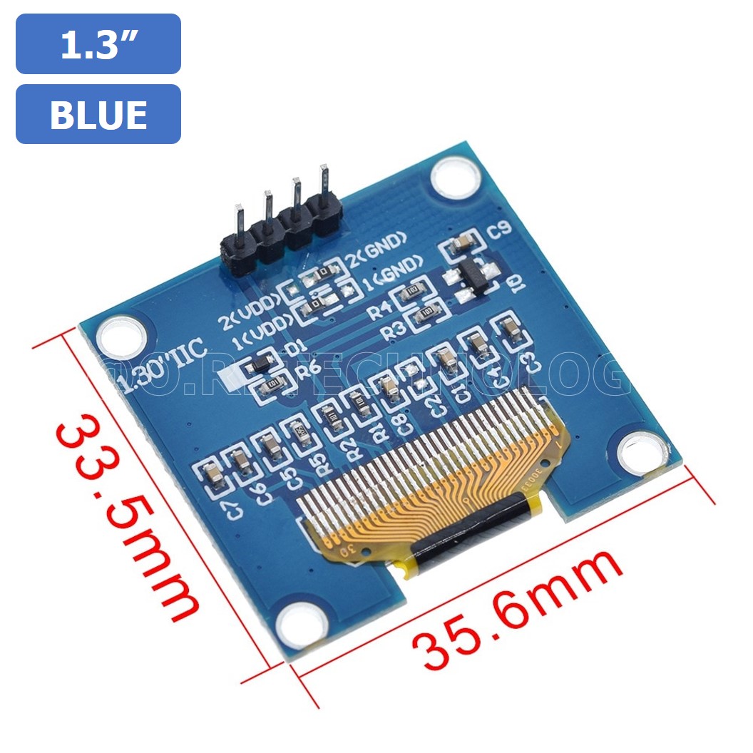 (1ชิ้น) AA142 หน้าจอ จอแสดงผล ขนาด 1.3 นิ้ว 1.3" Inch I2C IIC OLED LCD Module 4pin (with VCC GND), Blue สีน้ำเงิน