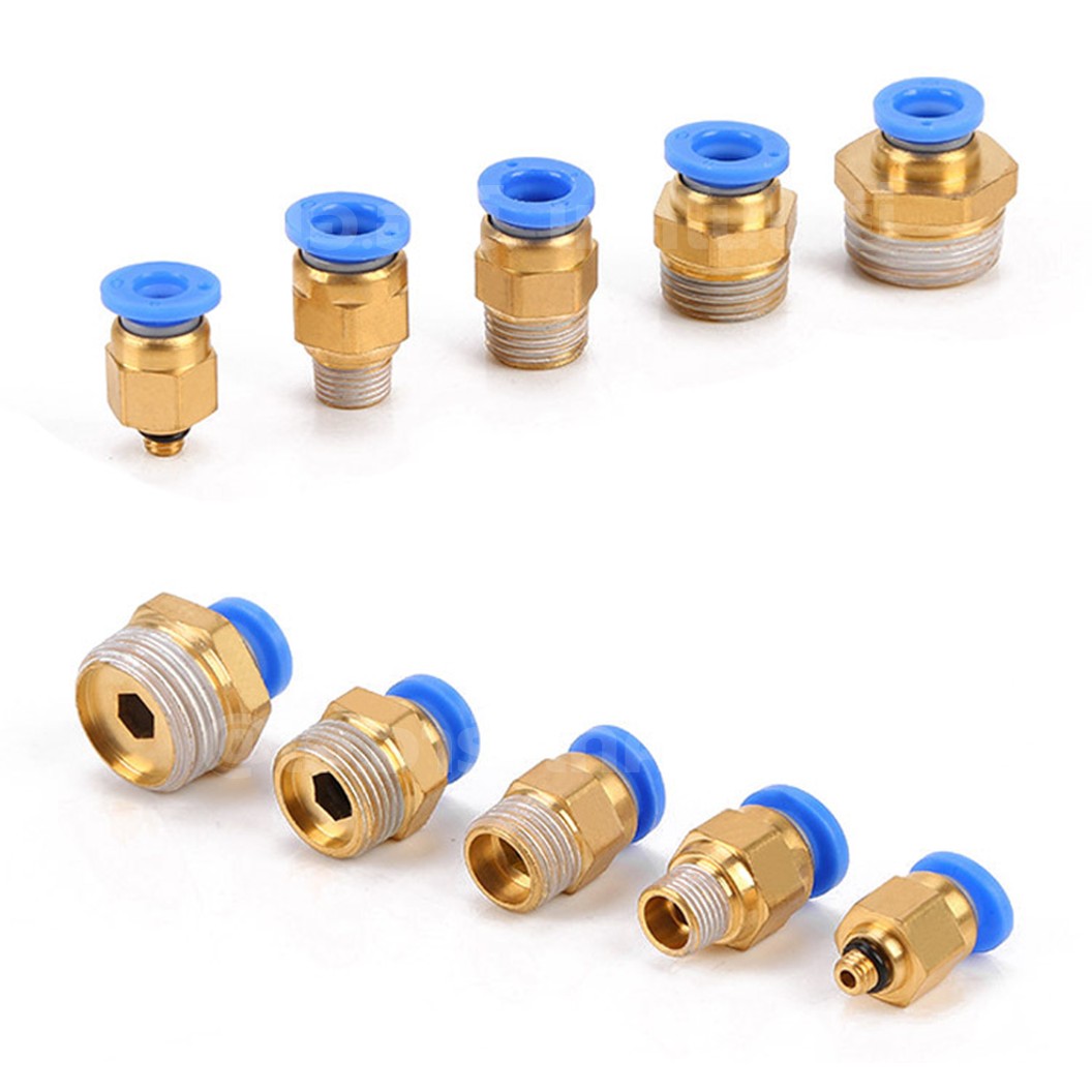 PC ข้อต่อลมทองเหลือง ข้อต่อตรง เกลียวนอก Quick Joint Connector Straight Male Thread ข้อต่อลมเกลียวนอก ข้อต่อลม ข้อต่อทองเหลือง Air connector fitting เกลียวตัวผู้