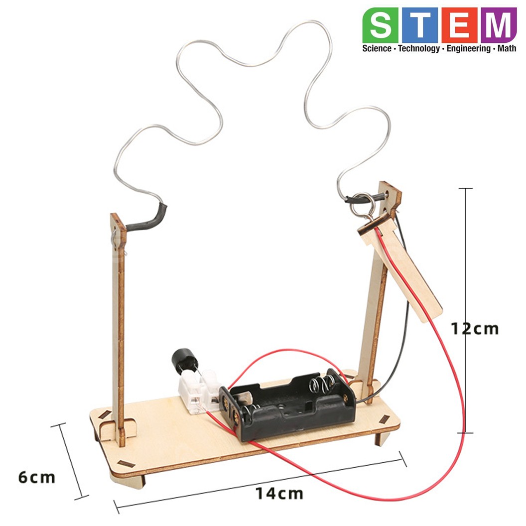 T-M108 ชุดประกอบไม้ เกมขดลวดไฟฟ้า Electric Coil game Wooden Kit STEM Education ของเล่นเสริมทักษะ เสริมพัฒนาการ ชุดเรียนรู้ ชุดทดลอง เกมลวดไฟฟ้า