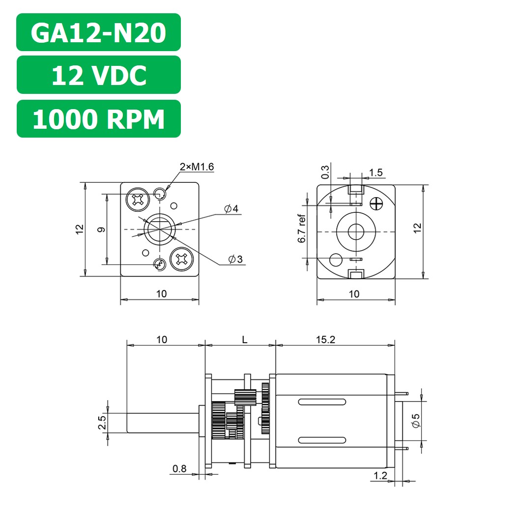 (1ชิ้น) JB291 มอเตอร์ มอเตอร์เกียร์ N20 12VDC 1000RPM Micro Gear Motor DC แกนขนาด 3mm D Shaft มอเตอร์ทดเฟือง GA12-N20 ไมโครมอเตอร์ มอเตอร์ขนาดเล็ก
