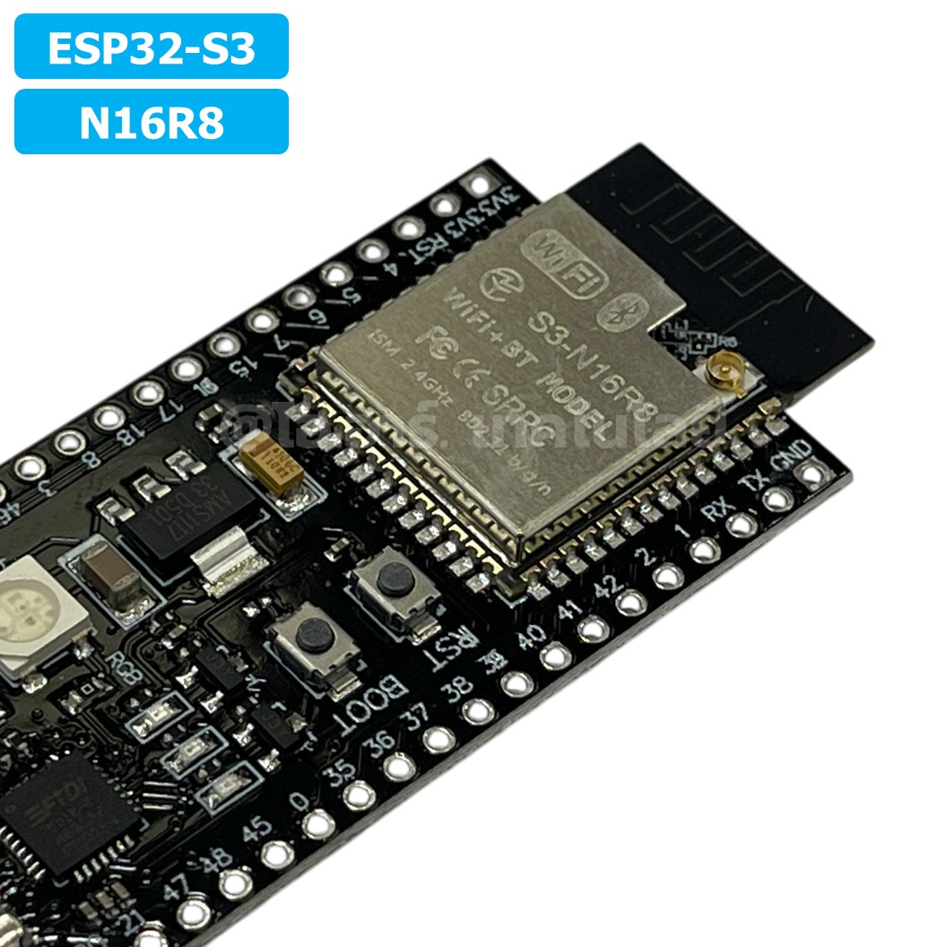 CB302 บอร์ด ESP32-S3 N16R8 แบบบัดกรีขา มีช่องเสียบเสาอากาศ ESP32-S3-DevKitC-1 WROOM-1-N16R8 ESP-32-S3 Soldering