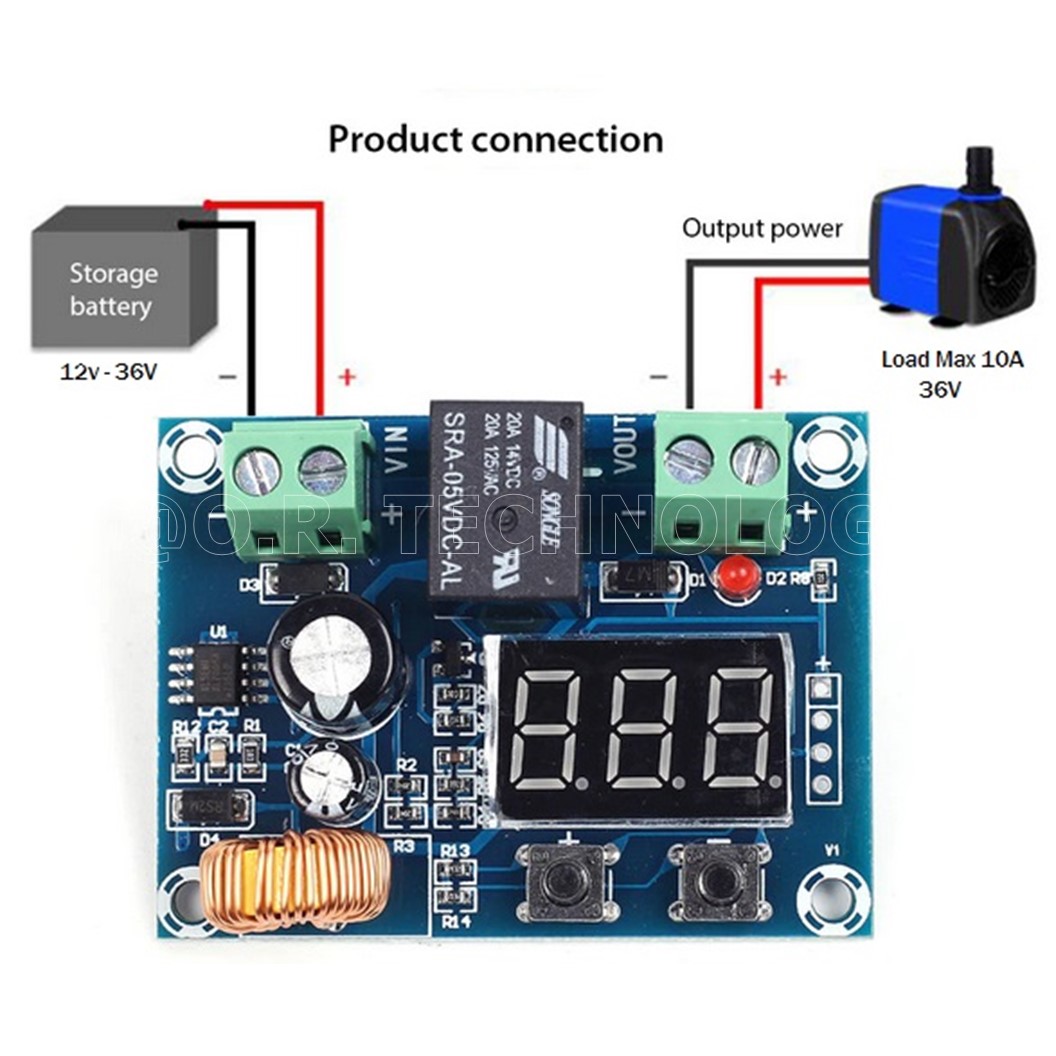 (1ชิ้น) XQ920 บอร์ดควมคุมการใช้แบตเตอรี่ 12-36VDC XH-M609 / HCW-M635 โมดูลต่ำตัด โมดูลถนอมแบตเตอรี่ โมดูลป้องกันแบตเตอรี่ลิเธียม โมดูลป้องกันการใช้แบตเตอรี่เกิน XH-M609 DC voltage protection module, Charger Module Voltage Over Discharge Battery Lithium