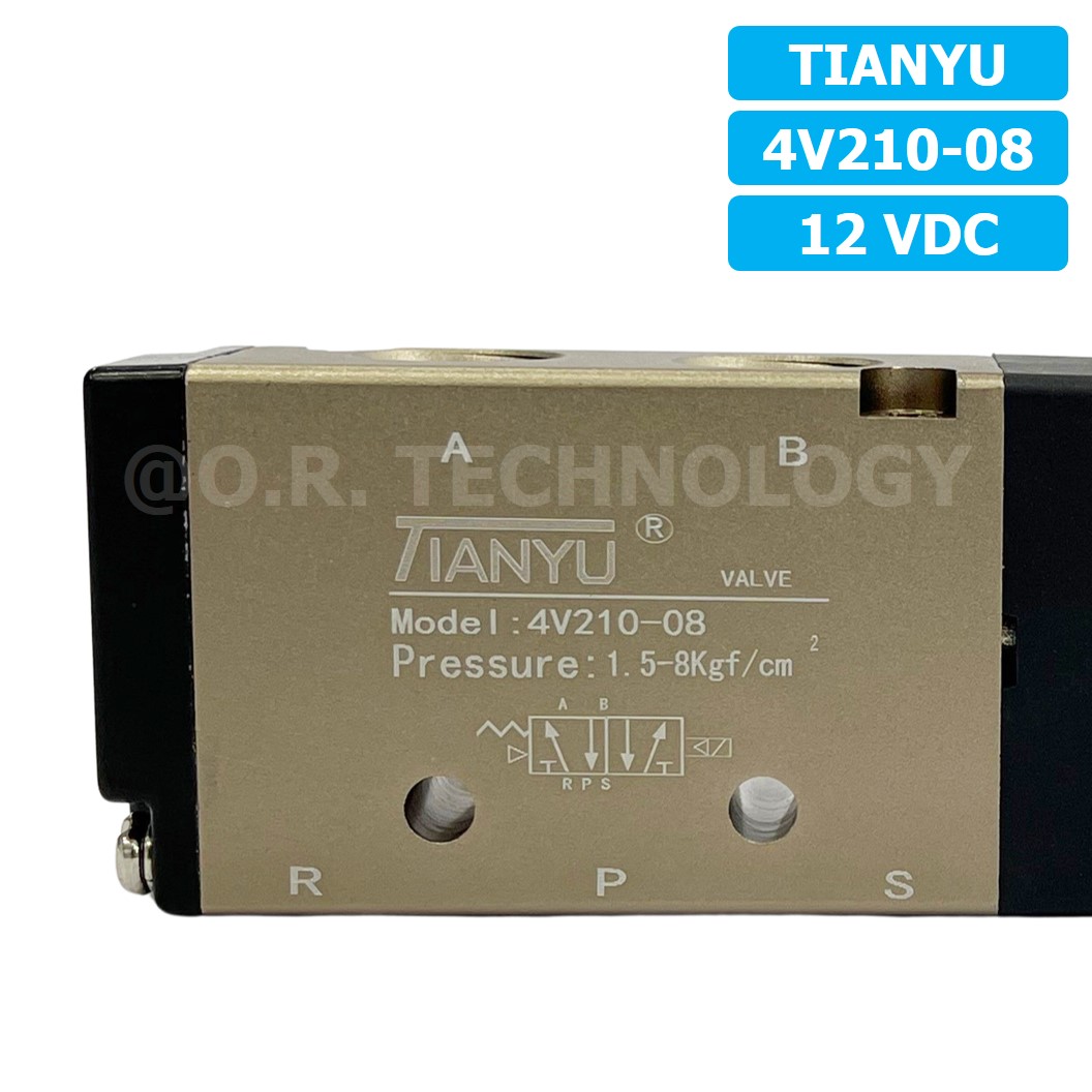 4V210-08 12VDC โซลินอยด์วาล์ว คอยล์ 1 ข้าง 5/2 Single coil Solenoid Valve Pneumatic TIANYU 4V-210-08