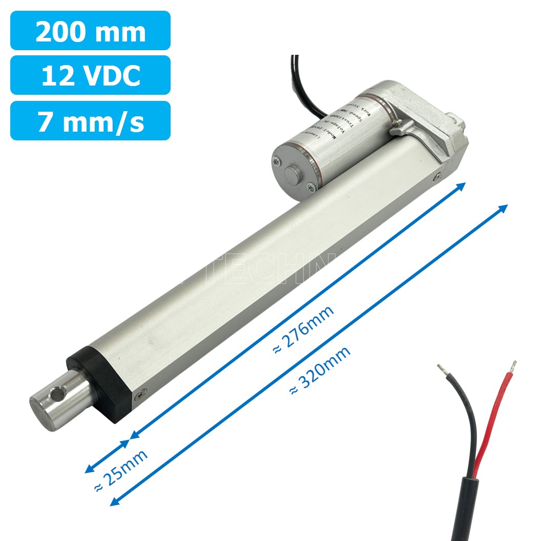 (1ชิ้น) NC482 มอเตอร์ก้านชัก พัตเตอร์ไฟฟ้า ระยะชัก 200mm 7mm/s 1500N 12VDC Electric Linear Actuator Putter DC 12V Stroke Length 200mm