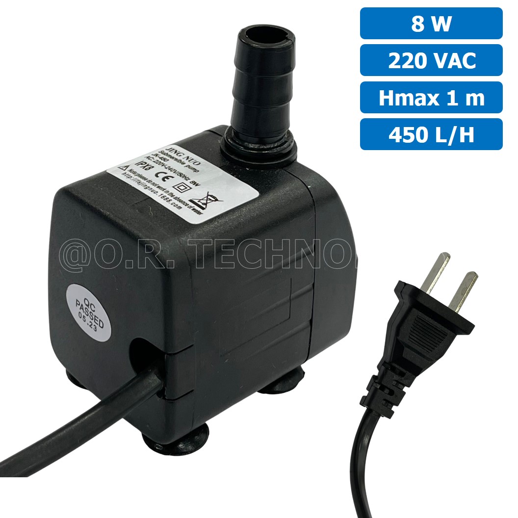 JK-450 ปั๊มน้ำ ปั๊มแช่ ปั๊มพัดลมไอเย็น 220VAC 8W Water pump Submersible Pump JING NUO Hmax 1m Qmax 450L/H JN-450 JINGNUO