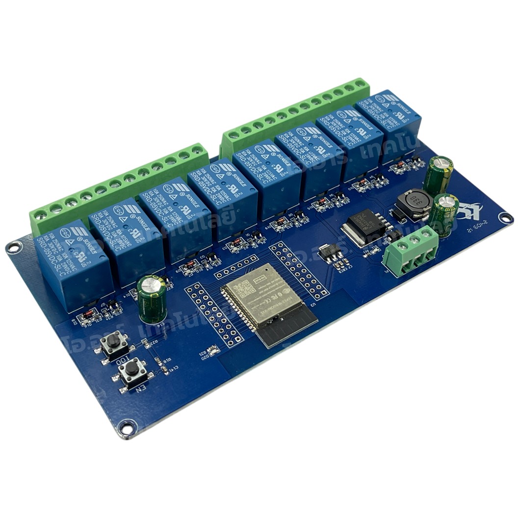 ESP32-Relay-X8 บอร์ด ESP32 พร้อมรีเลย์ 8 ช่อง 7-30VDC ESP32 WiFi Bluetooth 8 Channel Relay module ESP32-WROOM BLE development board