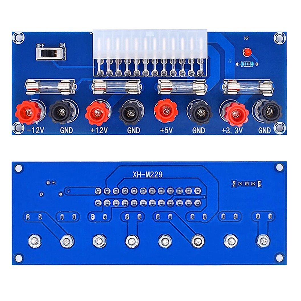 XH-M229 24 Pins ATX Power Board Desktop Computer Chassis Power Supply 4 Outputs -12V +12V 5V 3.3V บอร์ดโมดูลทดสอบเพาเวอร์ซัพพราย