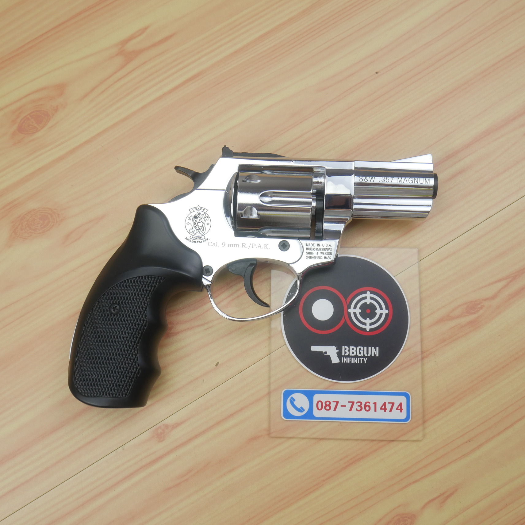 EKOL VIPER 2.5 SHIMY CHROME แบลงค์กัน ลูกโม่ 2.5 นิ้ว สีเงินเงา Smith & Wesson Revolver BLANK GUN