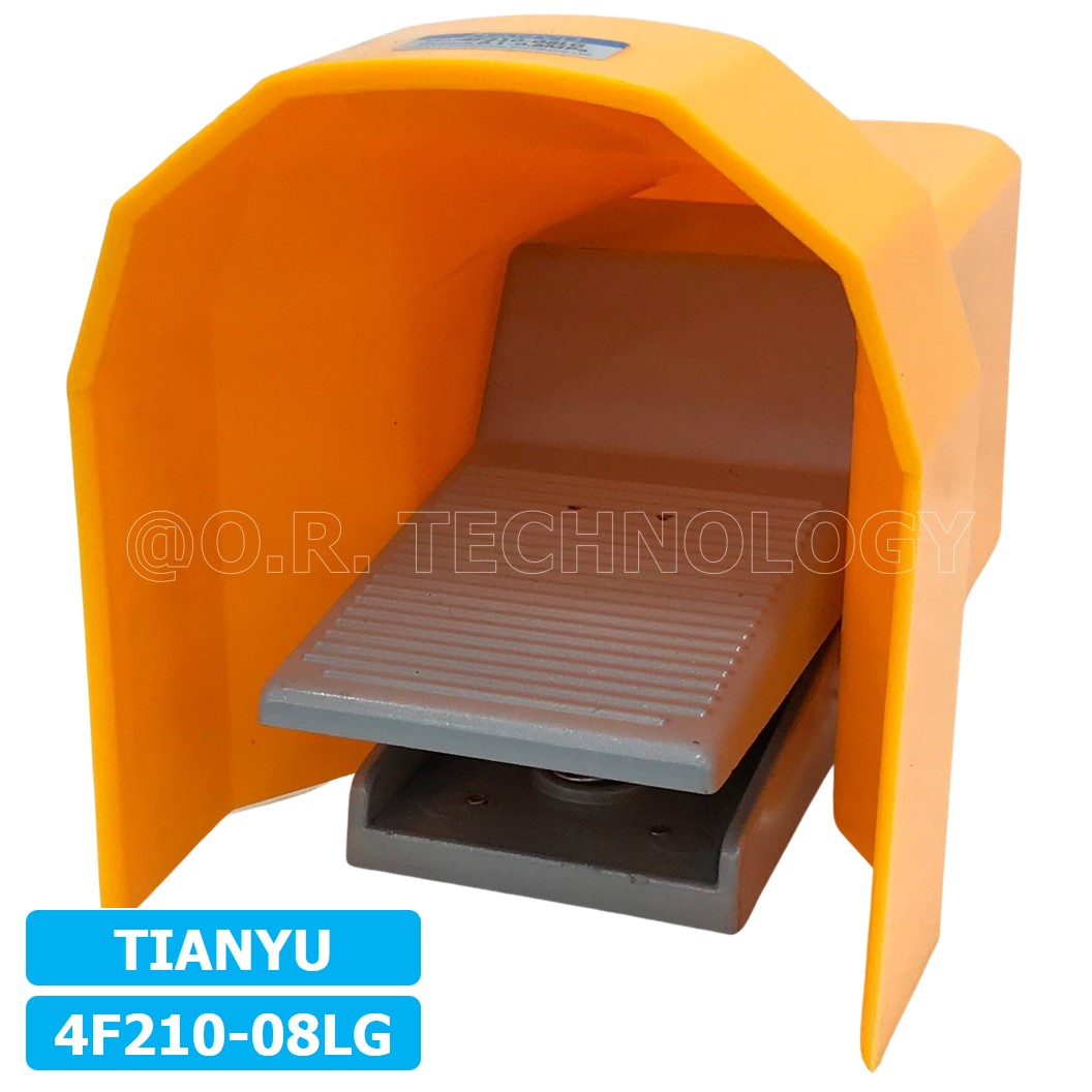 (1ชิ้น) 4F-210-08LG เท้าเหยียบลม วาล์วเท้าเหยียบ แบบมีล็อคและที่หุ้ม (self lock and Guarding) Foot Switch Valve Pneumatic TIANYU