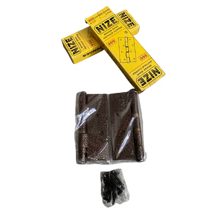 บานพับรมดำ ลาย AC แหวนทองเหลือง 4"x3" NIZE (ราคารวมแวท)(กล่องละ 2 อัน) บานพับประตู บานพับหน้าต่าง {รหัสสินค้า1903824101}