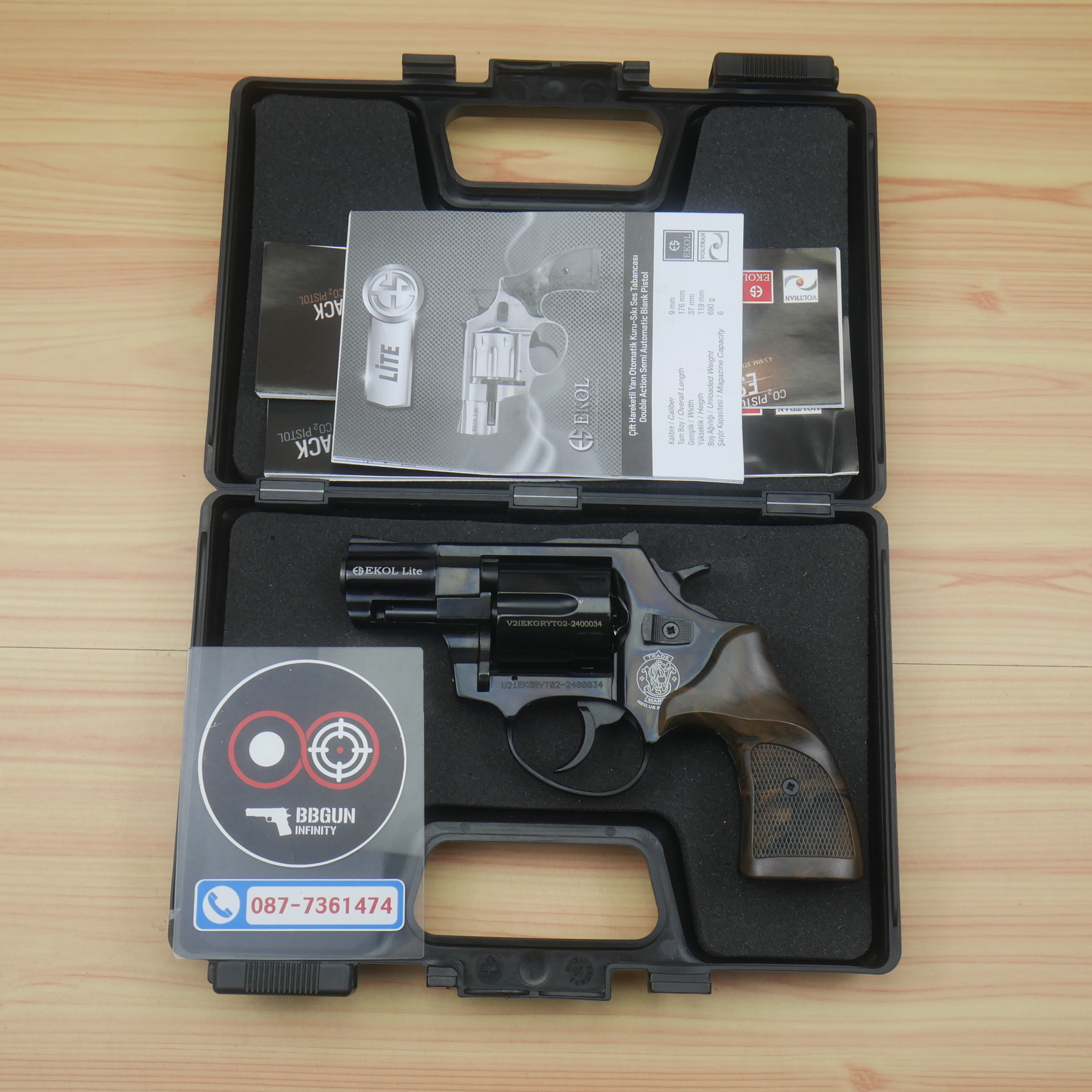 Ekol Lite แบลงค์กัน ลูกโม่ 2 นิ้ว สีดำ (Black) Smith & Wesson blank gun Revolver 2 inch