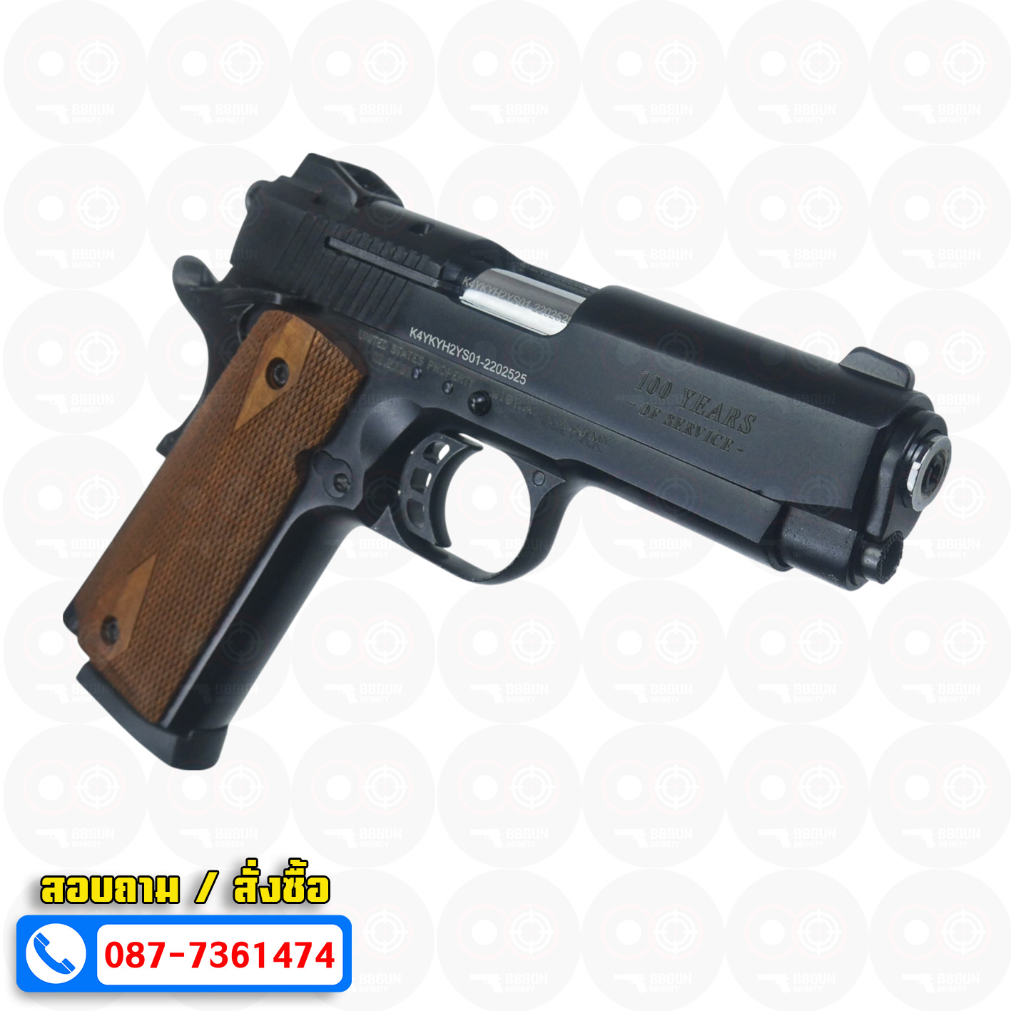แบลงค์กัน KUZEY M1911 COLT'S 100 ปี สีดำ 4 นิ้ว Blank Gun