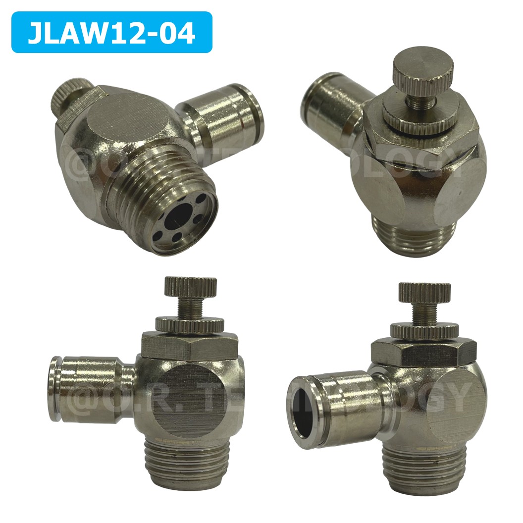 (1ชิ้น) JLAW12-04 ข้อต่อลมสแตนเลส ข้อต่อปรับลม งอ STAINLESS Air Flow Speed Controller ควบคุมความเร็วลม Speed Control valve JLAW JSL