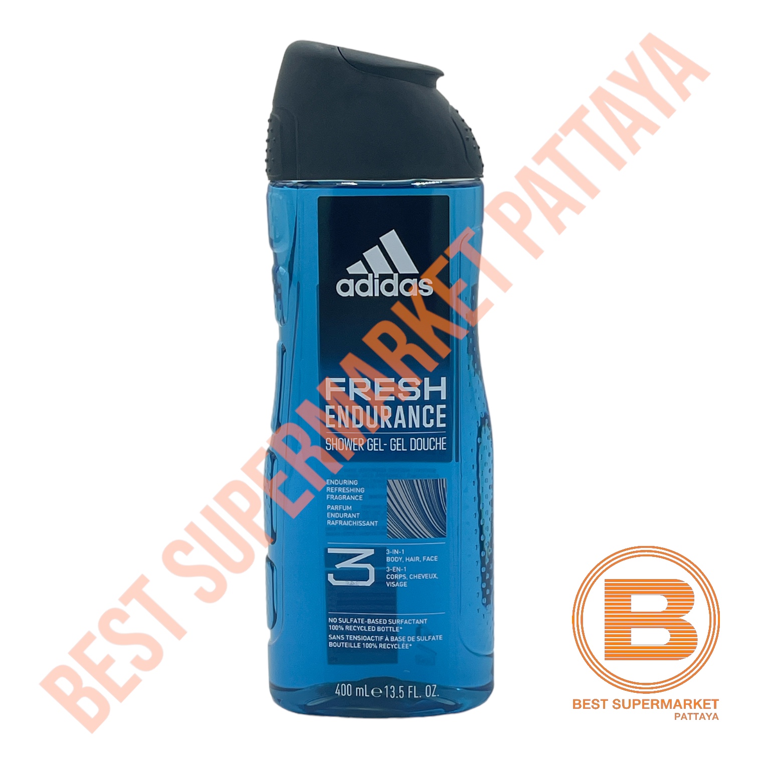 อาดิดาส เจลทำความสะอาดผิวกาย หน้า และผม 400 มล. Adidas Shower Gel 3 in 1 Body, Hair, Face 400 ml.