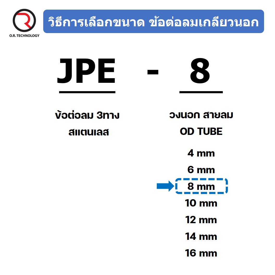 JPE JPY ข้อต่อลมสแตนเลส 3ทาง STAINLESS 3 Way Air Connector Equal Fitting JPE-4/6/8/10/12/14/16 ข้อต่อลม 3ทาง